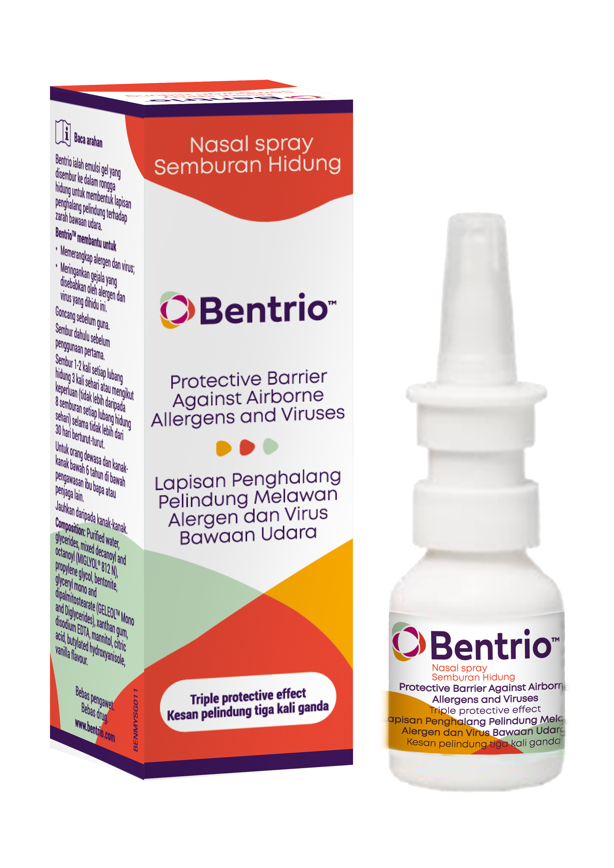 Bình xịt mũi Bentrio Nasal Spray hỗ trợ ngăn ngừa vi khuẩn, bụi bẩn và các tác nhân gây dị ứng trong không khí (20ml/bình)