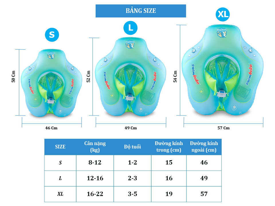 Phao bơi chống lật Swim Bobo cho bé từ 1 tuổi đến 5 tuổi