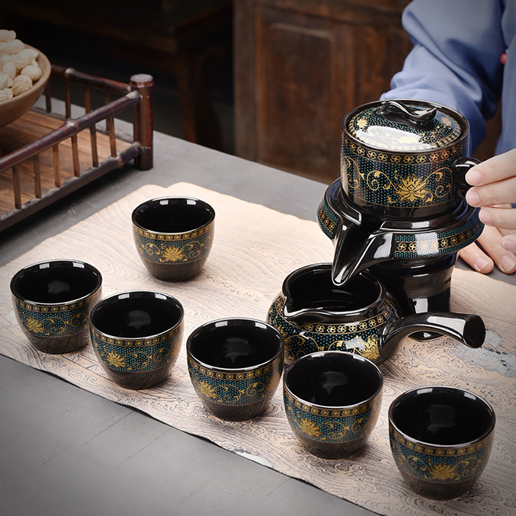 Bộ ấm trà trung hoa Soul Tea dạng cối xay hoa văn cổ điển, tặng kèm hộp đựng quà, đổi mới miễn phí nếu vỡ khi vận chuyển