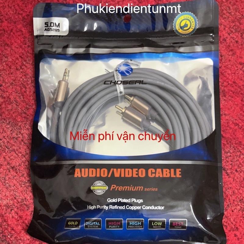 DÂY CÁP ÂM THANH RẮC 3.5 RA 2AV MÀU GHI CAO CẤP