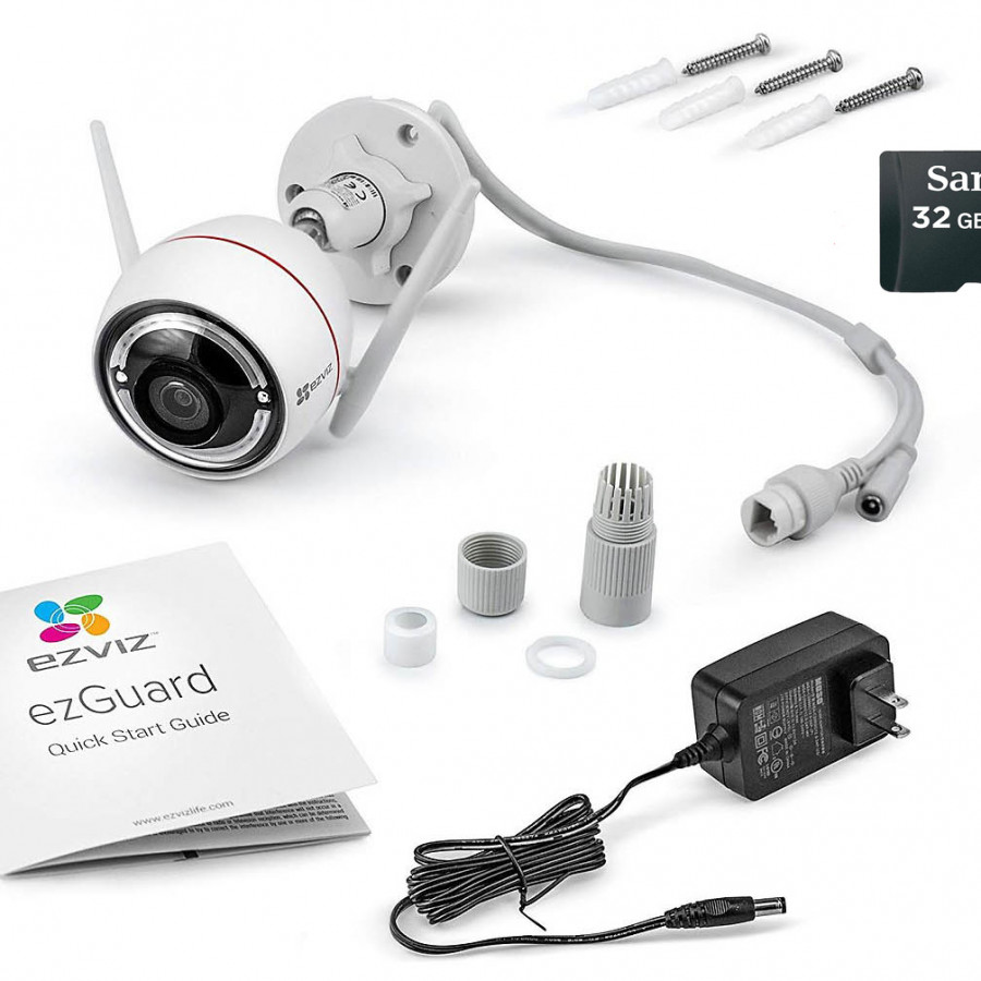 Camera IP wifi Ezviz Cs-CV310 (C3W) báo động kèm thẻ nhớ 32GB Sandisk - Hàng chính hãng