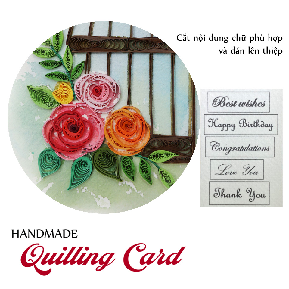 Thiệp Sinh Nhật, Chúc Mừng, Tình Yêu, Cám Ơn - 12x17cm - Thiệp Giấy Xoắn Handmade