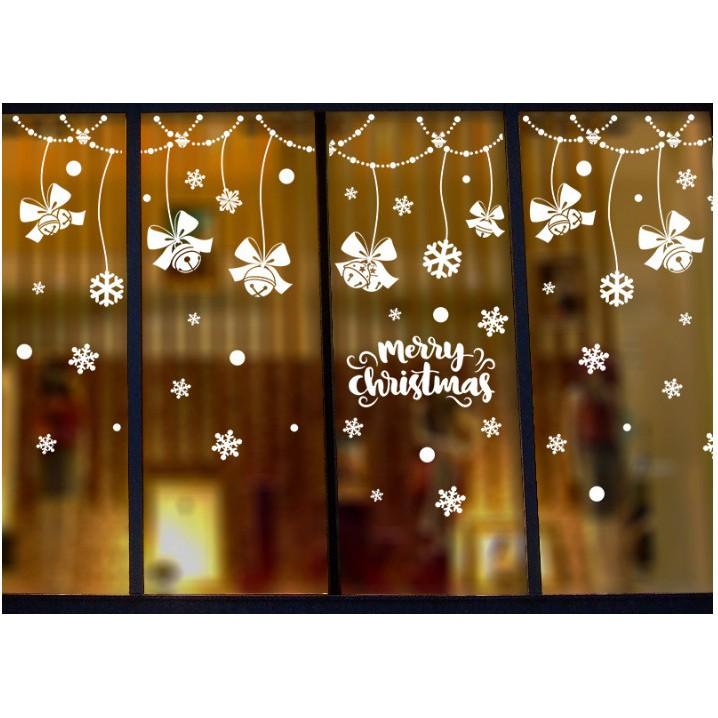 Decal trang trí noel rèm nơ trắng