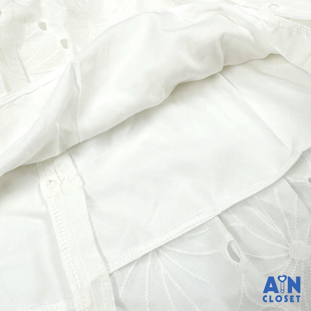 Đầm bé gái họa tiết Hoa Quỳnh Trắng cotton thêu - AICDBG57VRLH - AIN Closet