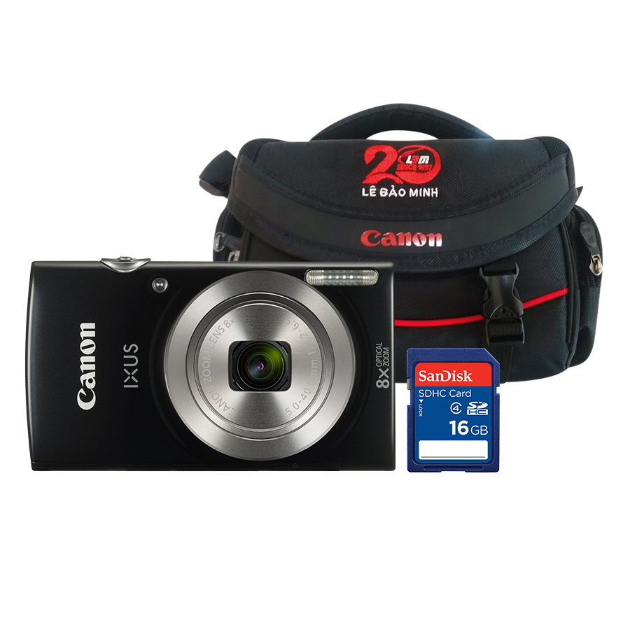 Máy Ảnh Canon IXUS 185 - Đen (Tặng Kèm Thẻ Nhớ Và Túi Đựng Máy Ảnh) - Hàng Chính Hãng