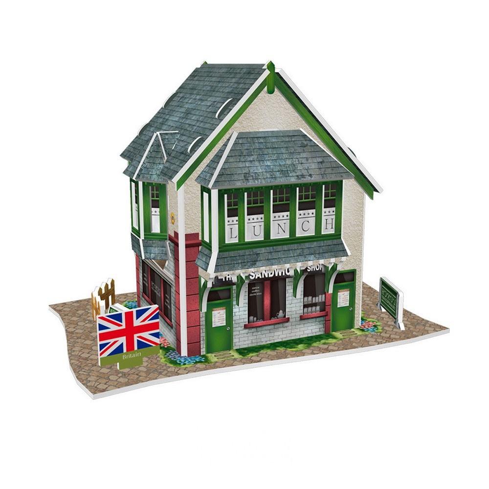Mô hình giấy 3D - Bộ nhà truyền thống Anh -The sandwich shop- W3106h