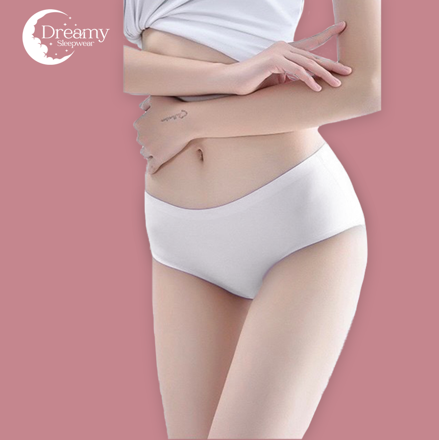 Combo 5 quần lót su nữ trơn không đường may thoáng mát mềm mịn Dreamy màu trắng - QS02-06