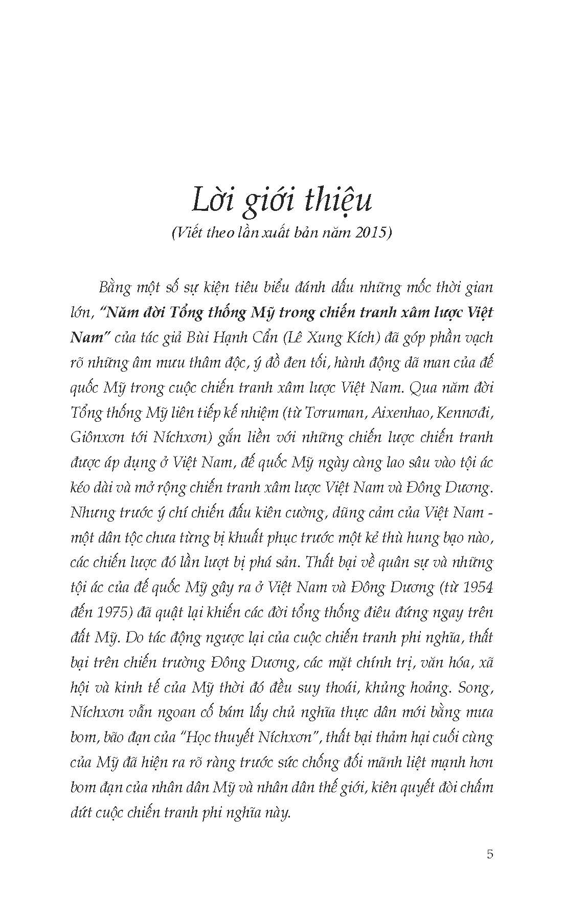 Năm Đời Tổng Thống Mỹ Trong Chiến Tranh Xâm Lược Việt Nam