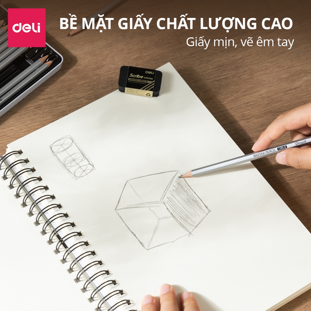 Sổ Vẽ Chuyên Dụng A3 A4 A5 Dmast Cao Cấp Deli - 160/ 300gsm Vẽ Chì Phác Họa Sketchnote Màu Nước Cơ Bản Chuyên Nghiệp