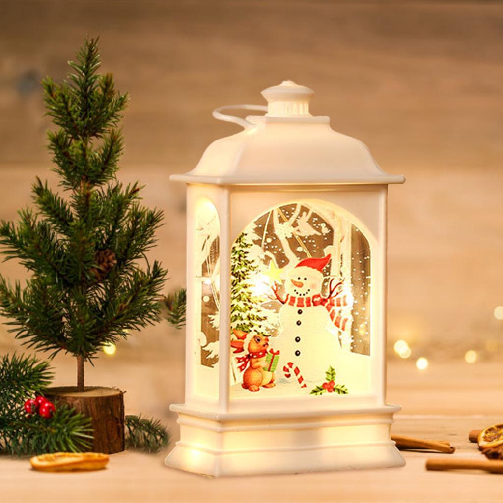 Christmas Lantern  Ornaments Snowman for Desktop Fireplace Xmas White