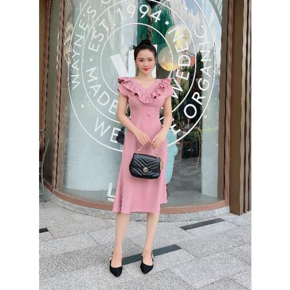 ĐẦM CỔ V VIỀN BÈO