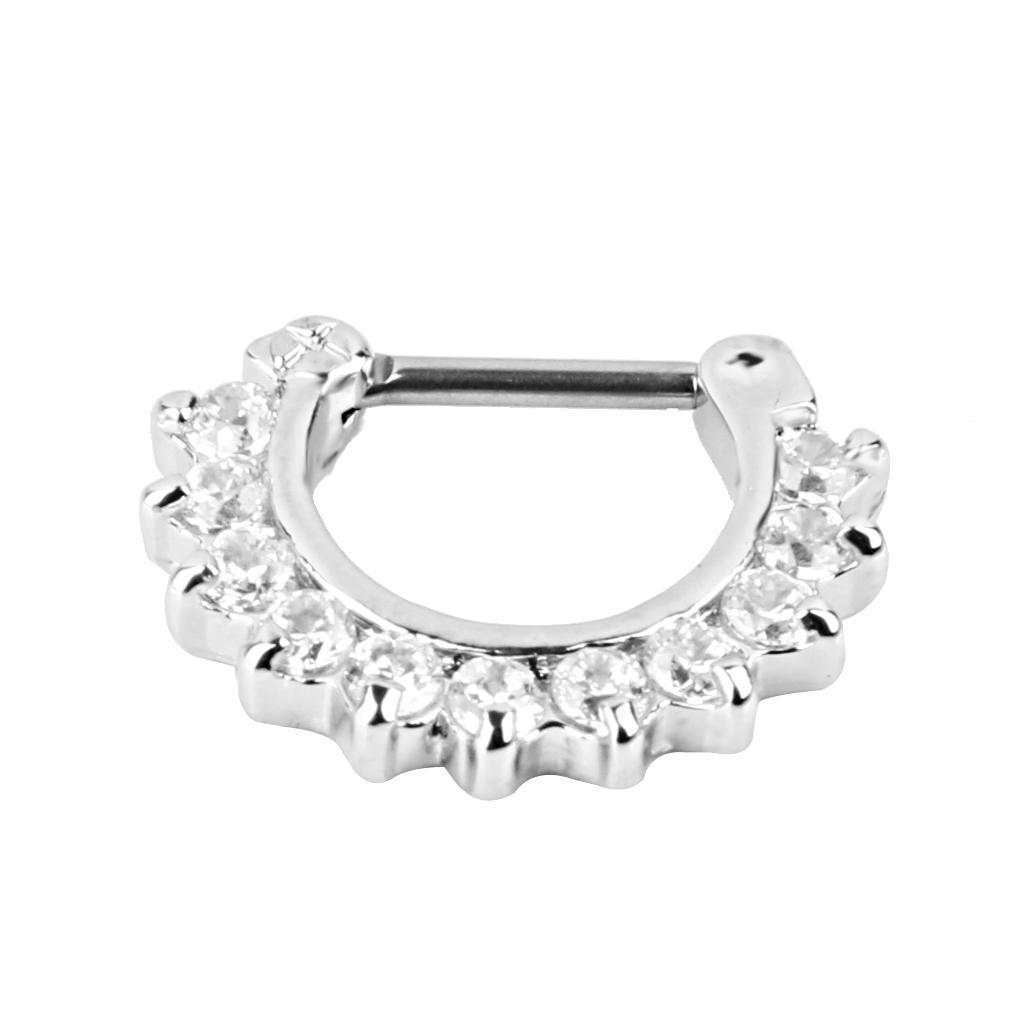 14G Diamante Crystal Septum Clicker Nose Shield Ring Helix Piercing Jewelry