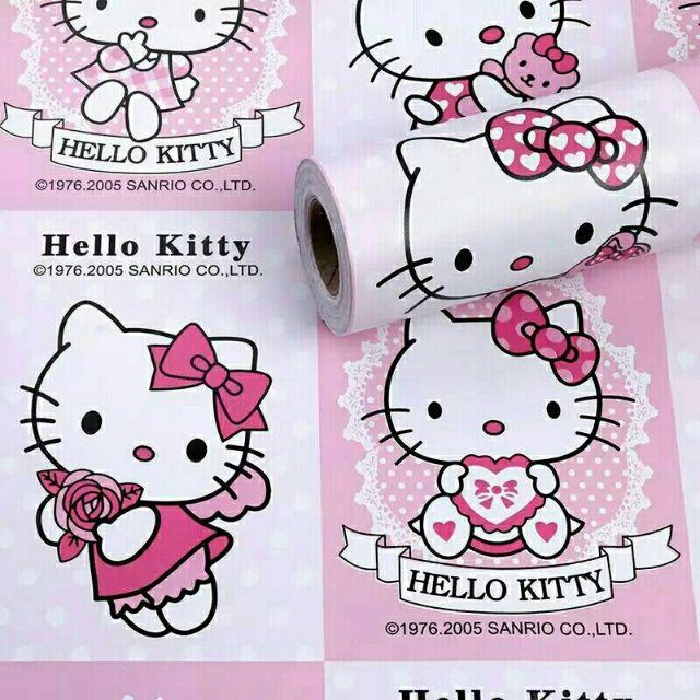 Giấy dán tường Kitty ô vuông