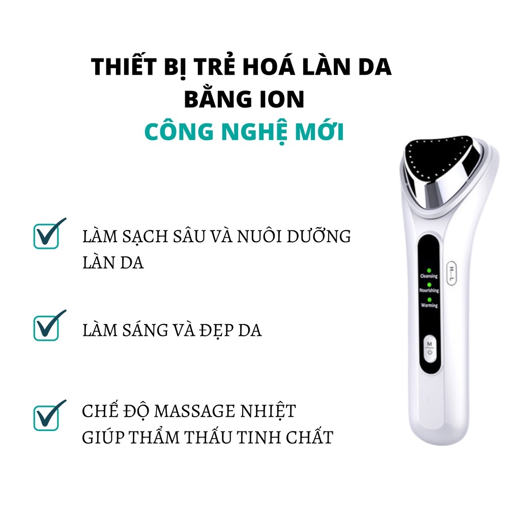 Máy massage mặt đẩy tinh chất cầm tay cao cấp-Máy đẩy tinh chất nóng lạnh điện di ion dưỡng da mặt, làm sạch sáng da, giúp thẩm thấu tinh chất - Dụng cụ massage nâng cơ mặt, trẻ hóa làn da, chăm sóc da mặt chuyên sâu