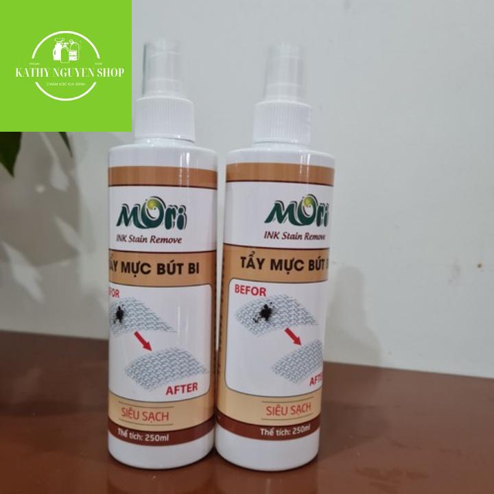 TẨY MỰC BÚT BI MORI, TẨY SẠCH VẾT MỰC BÚT BI TRÊN ĐỒ VẢI MÀ KHÔNG LÀM BAY MÀU VẢI CHAI 250ML