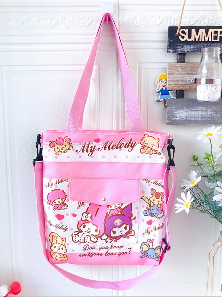 Sanrio Hello Kitty Hoạt Hình Canvas Túi Trẻ Vai Cô Gái Bé Trai Túi Sinh Viên Dạy Kèm Túi Xách