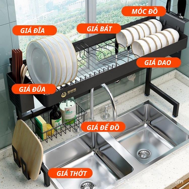 Kệ Để Chén Đĩa Thông Minh Trên Bồn Rửa Bát Sơn Đen Tĩnh Điện Cao Cấp_Nutosan