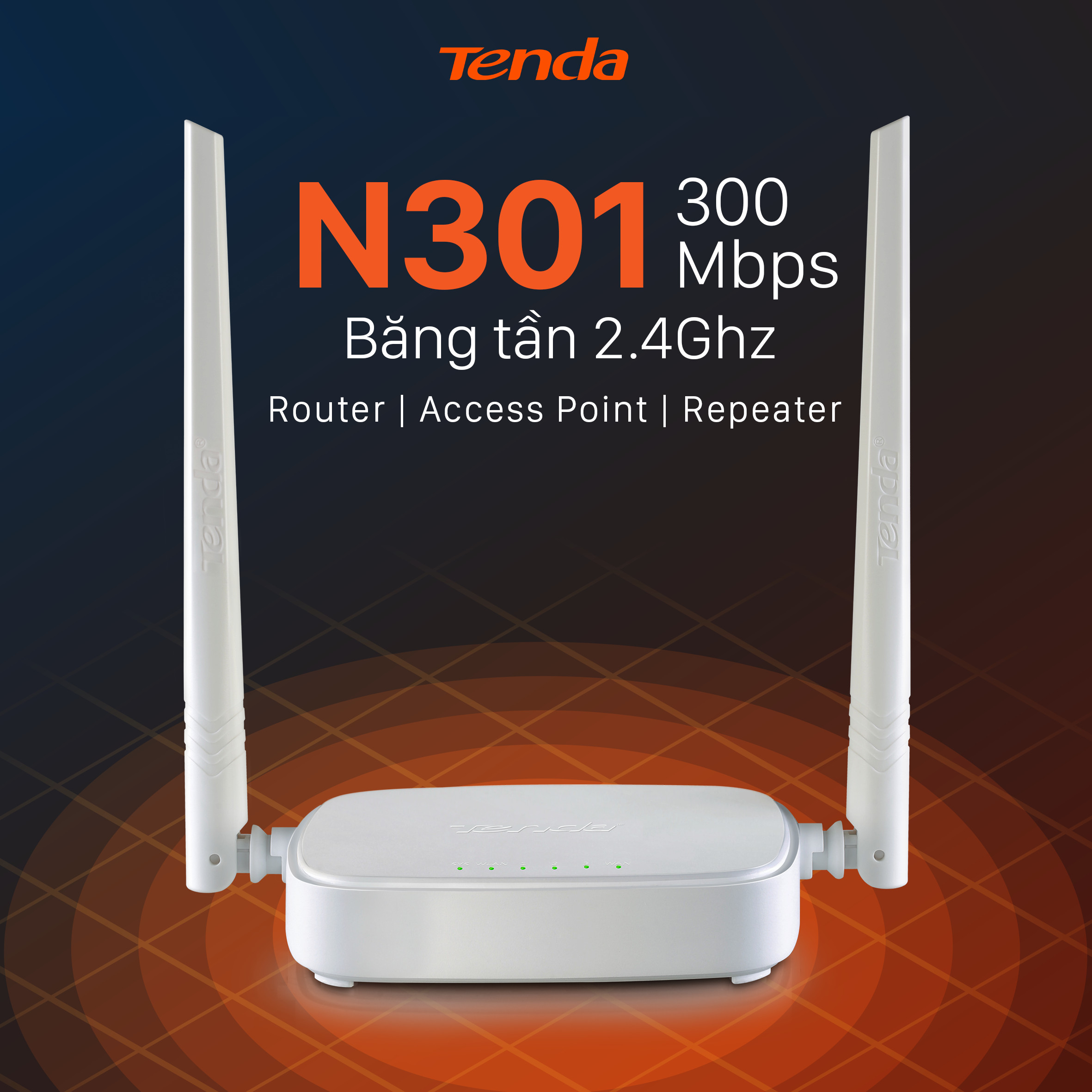 Thiết bị phát Wifi Tenda N301 Chuẩn N 300Mbps - Hàng Chính Hãng