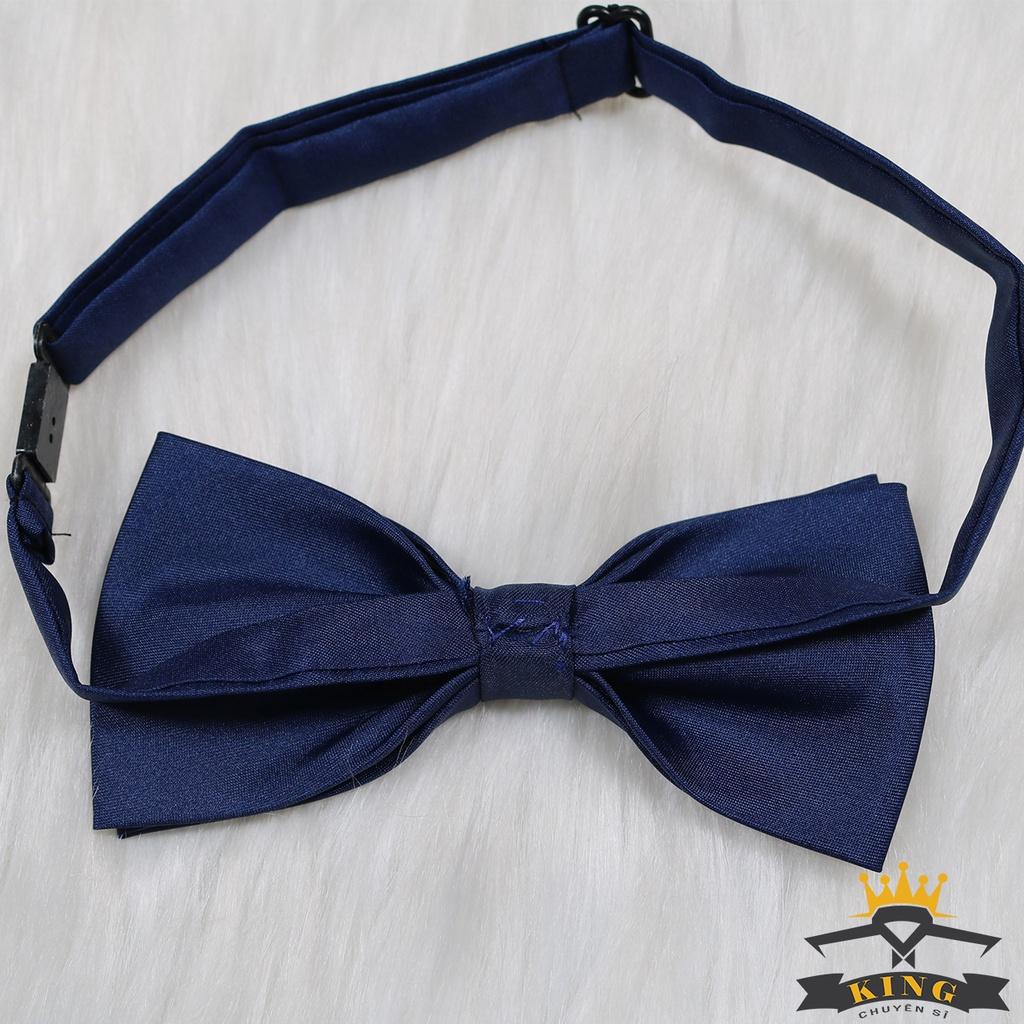 Nơ chú rể cao cấp KING Nơ đeo cổ nam xanh đen than X31