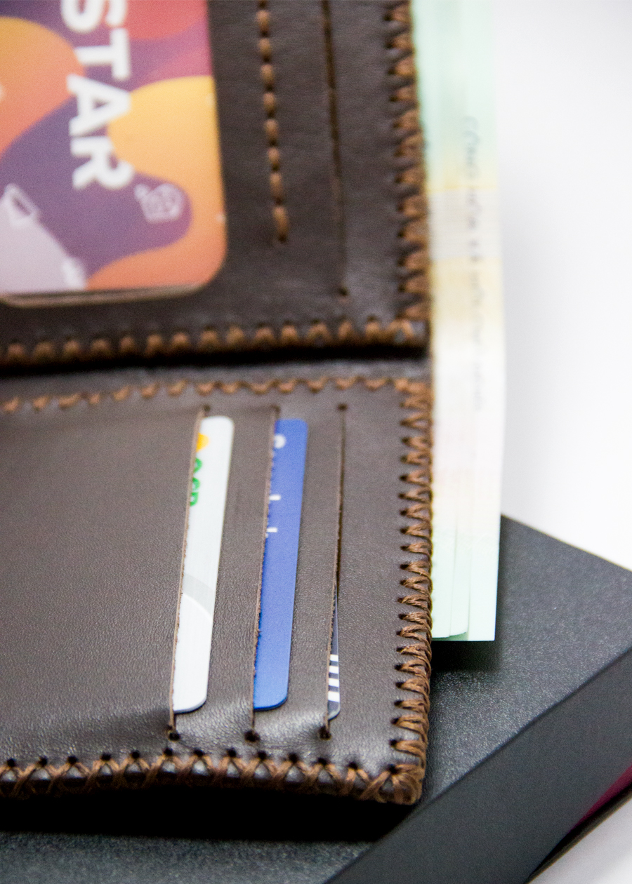 Ví Da Bò Cao Cấp Nam Dòng Sản Phẩm Handmade Màu nâu nguyên bản BA0006