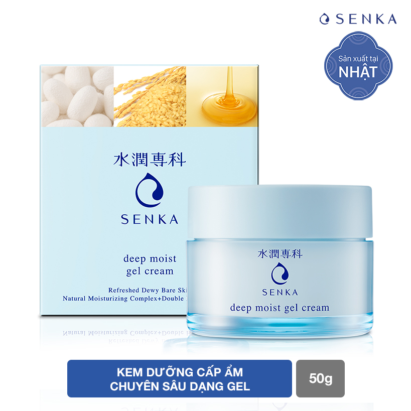 Bộ sản phẩm Senka dưỡng ẩm chuyên sâu vào buổi tối (Senka Deep Moist Lotion I và Senka Deep Moist Gel Cream)