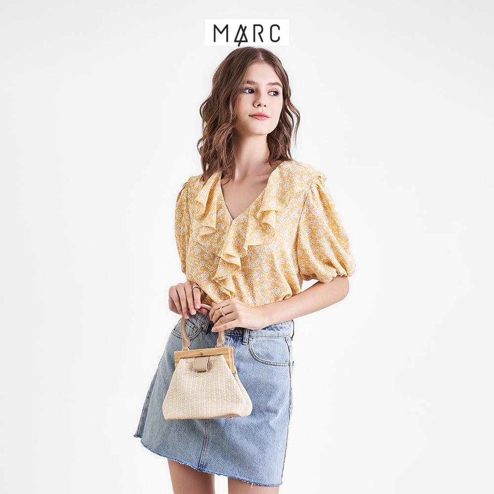 Áo kiểu form suông nữ MARC FASHION hoạ tiết cổ tim phối bèo FALH093422