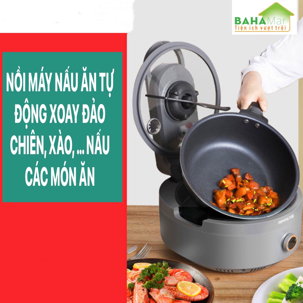 NỒI MÁY NẤU ĂN TỰ ĐỘNG XOAY ĐẢO CHIÊN, XÀO, JOYOUNG A9… NẤU CÁC MÓN ĂN &quot;BAHAMAR&quot; Chức năng: Xào, Chiên, Hầm, Kho, lẩu, Rán Nguyên tắc làm việc: Tự Động đảo