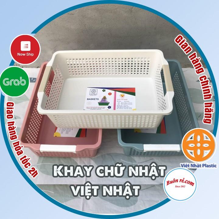 Rổ chữ nhật 2 size (1197-1198) có quai cầm nhựa Việt Nhật, Khay chữ nhật đựng tài liệu, đồ dùng văn phòng đa năng -01371