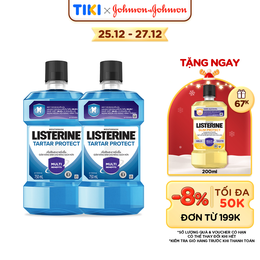 Bộ 2 Chai Nước súc miệng ngăn ngừa mảng bám Listerine Tartar Protection 750mlx2