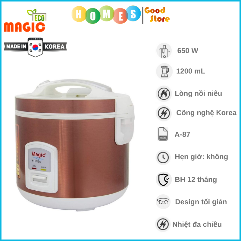 Nồi Cơm Điện Lòng Niêu MAGIC KOREA A-87 Đa Năng Dung Tích 1.2L Công Suất 650W - Hàng Chính Hãng