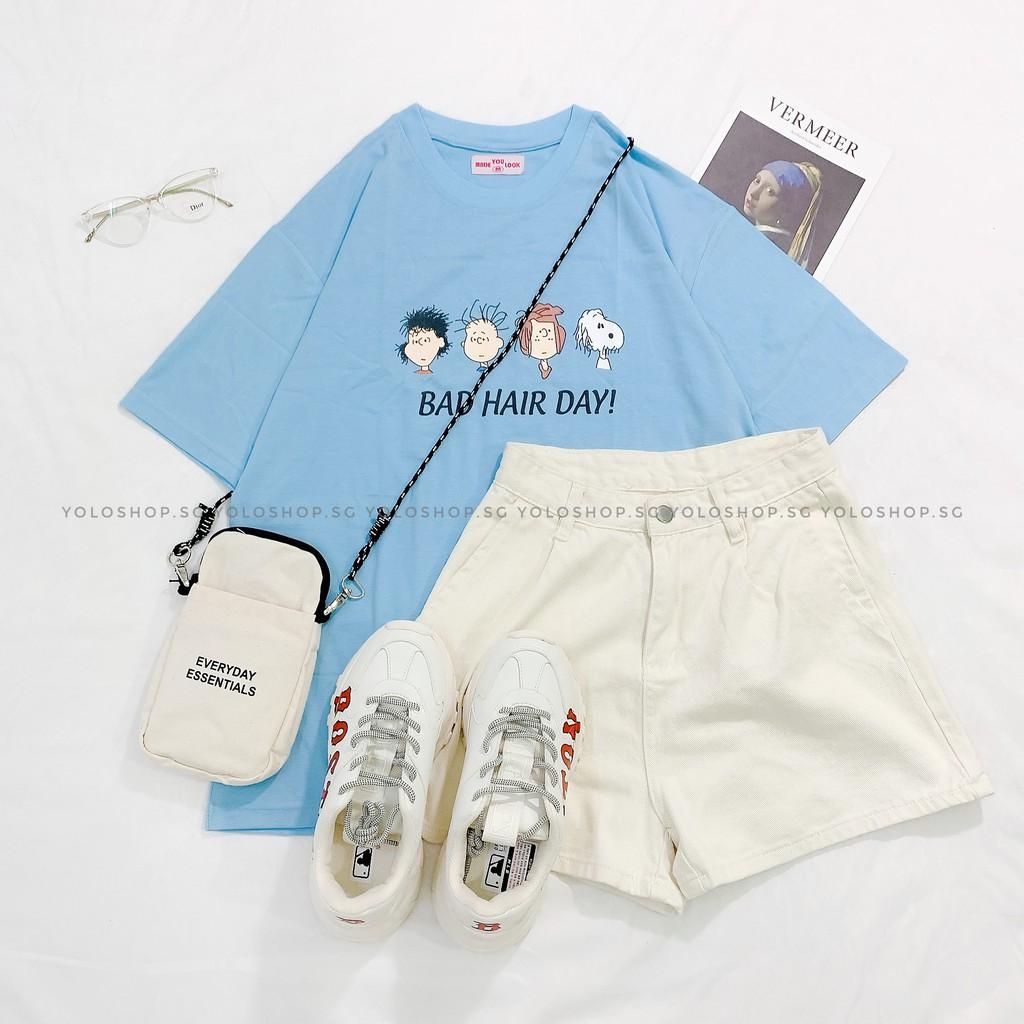 Áo thun tay lỡ BAD HAIR DAY phông Unisex nam nữ tee oversize form rộng pull Ulzzang Streetwear Hàn Quốc vải mềm