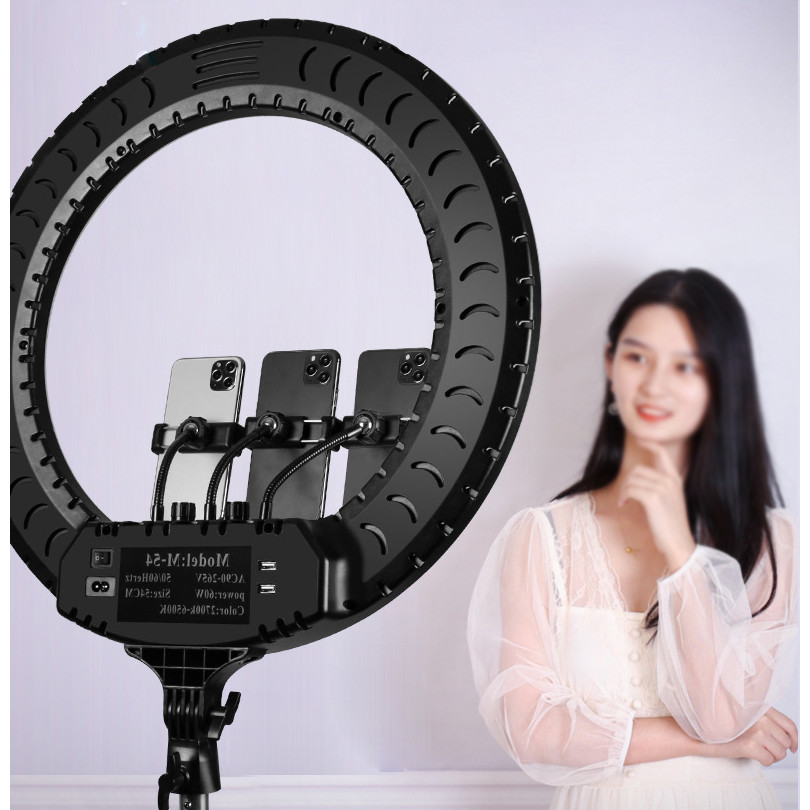 Đèn livestream 54Cm, Đèn Led Trợ Sáng, Chiếu Sáng Studio, Makeup, Quay Phim , Chụp Ảnh, Livetream, Selfie, Xăm nghệ thuật Kèm Kẹp Điện Thoại Tùy Chỉnh