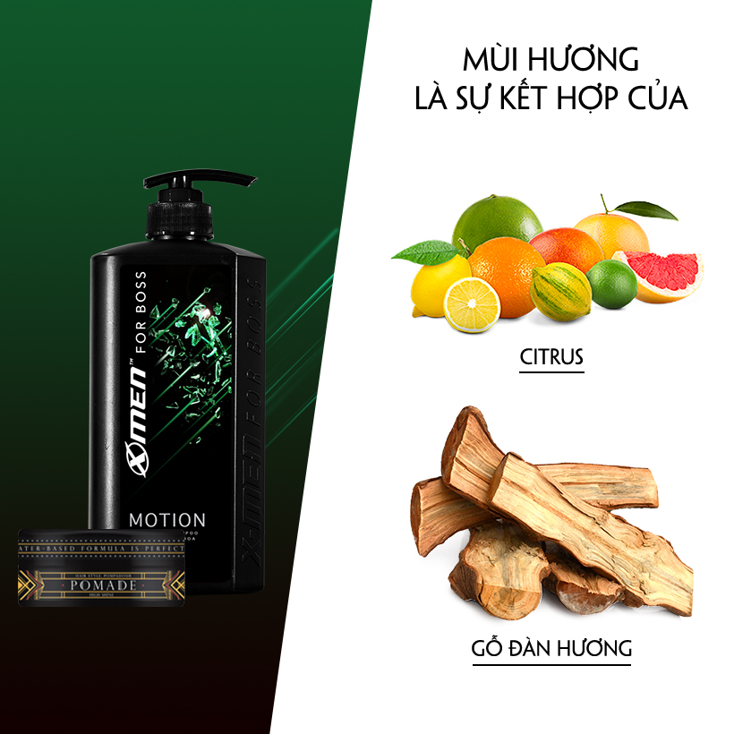 Combo Dầu gội nước hoa X-Men for Boss Motion 650g + Pomade tạo kiểu tóc X-Men For Boss High Hold 60g