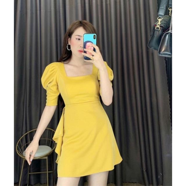 ĐẦM XOÈ CỔ VUÔNG NHÚN BÈO -MS27T - Free size đến 55kg MMR