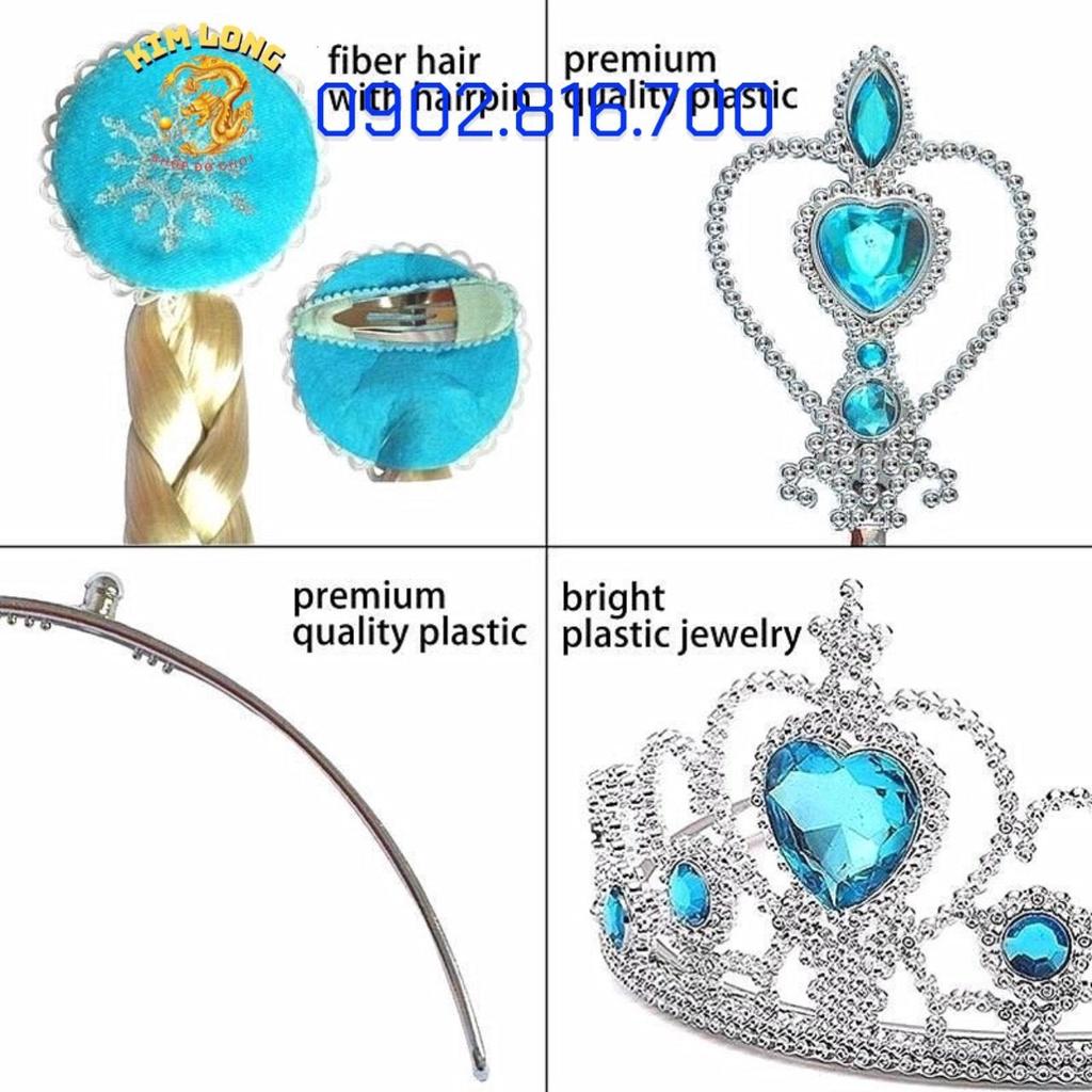 Set phụ kiện vương miện cài tóc cây phép thuật công chúa Elsa nữ hoàng băng giá Frozen cho bé gái