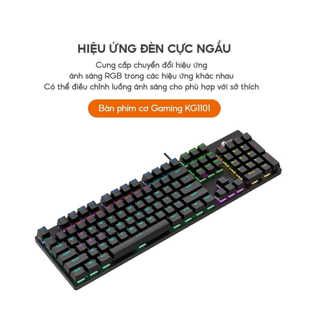 Bàn Phím Cơ Gaming Sothing Lecco KG1101, Bàn Phím Led, Độ Bền Cao- Hàng Chính Hãng