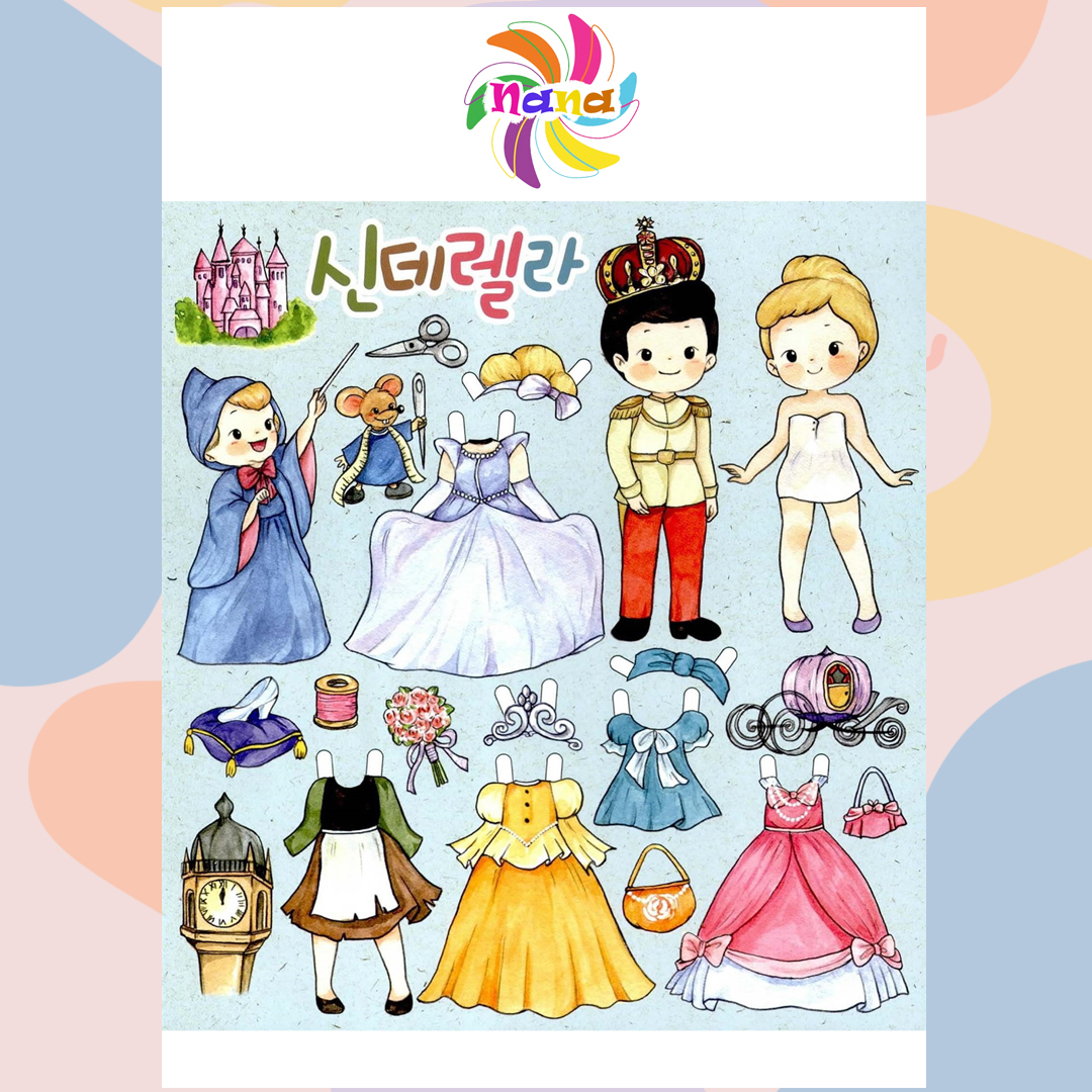 Búp bê giấy (paper doll) thay đồ công chúa Chibi phong cách Hàn Quốc cho bé Combo 7 hình siêu đáng yêu BBG0019