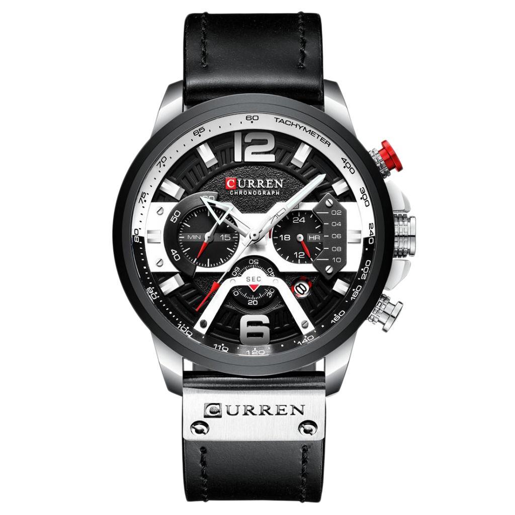 Mens  Watch Leather Chronograph Wristwatch