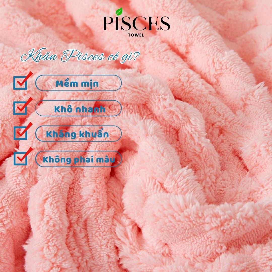 Khăn Tắm PISCES TOWEL 70x140cm Ô Chữ Nhật Cotton Mềm Mại, Khăn Spa Yoga Gym Thể Thao Thấm Hút Mồ Hôi