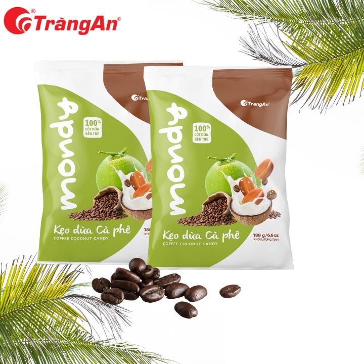 Combo 2 gói kẹo dừa cà phê Mondy, nguyên liệu dừa Bến Tre, thương hiệu Tràng An, hạn sử dụng 12 tháng
