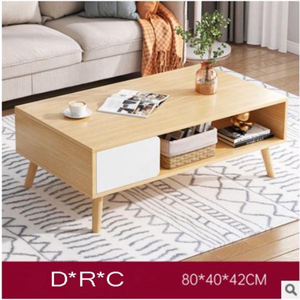 Bàn Trà Sofa Phong Cách Bắc Âu 80x42cm - Bàn gỗ có ngăn kéo decor phòng khách căn hộ sao cấp