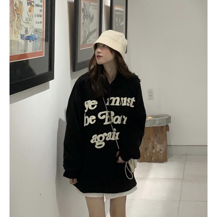 Áo hoodie - áo khoác unisex Homies liền mũ có túi in chữ BORN, áo khoác hoodie nỉ chân cua from rộng