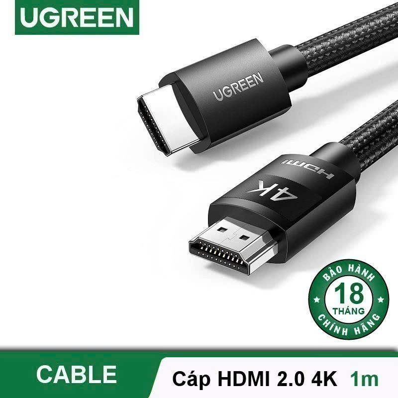 Cáp HDMI 2.0 hỗ trợ 4K UGREEN HD119 | Hỗ trợ trình chiếu video 3D | Hàng chính hãng | Bảo hành 18 tháng 1 đổi 1