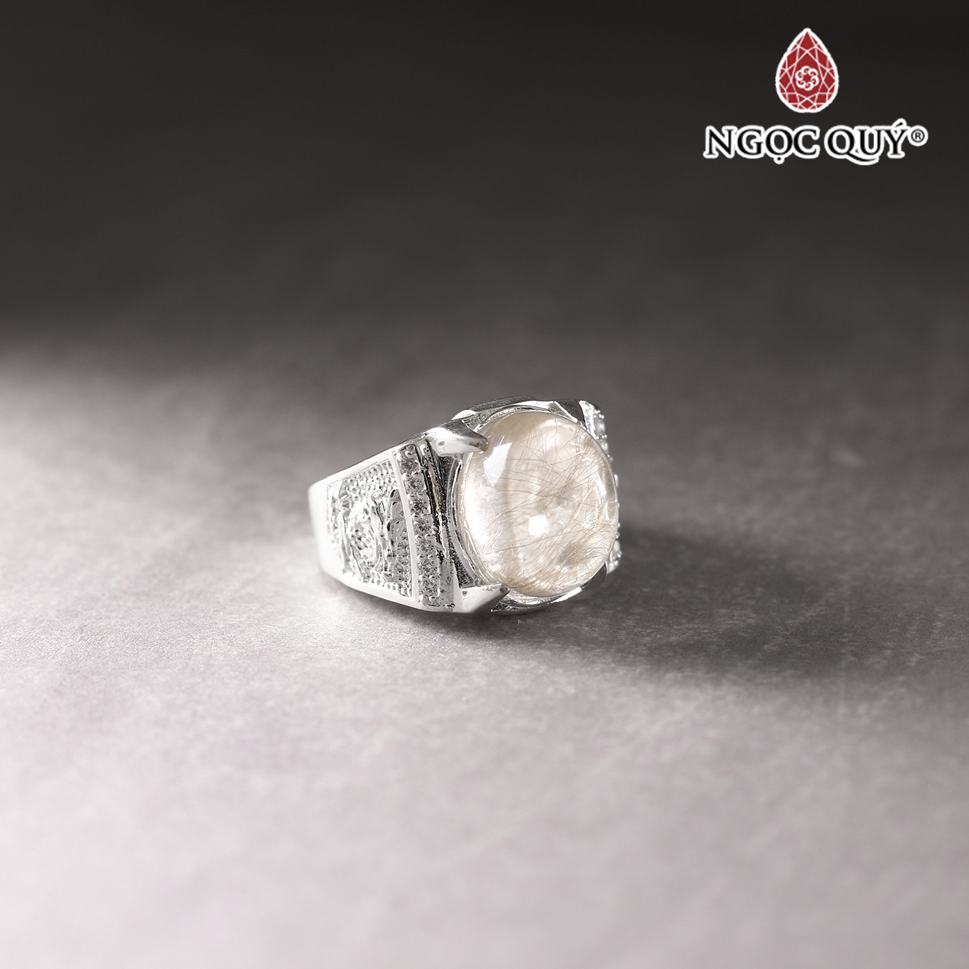 Nhẫn bạc nam mặt đá sapphire 11x12mm Ni19 mệnh thủy, mộc - Ngọc Quý Gemstones