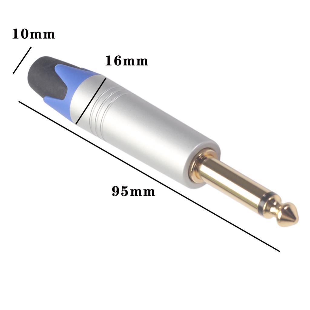 2PCS 1/4'' Male Mono Audio Jack Plug Microphone Guitar Connector Accessory