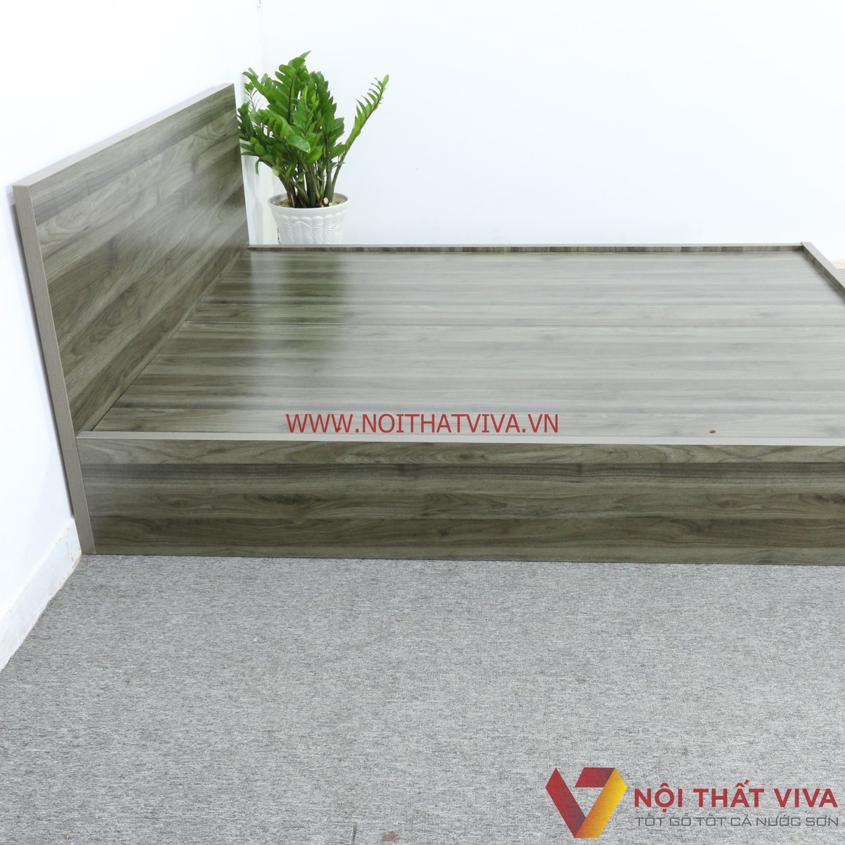 Giường Ngủ Gỗ MDF Melamine Màu Xanh Rêu Cá Tính Sang Trọng