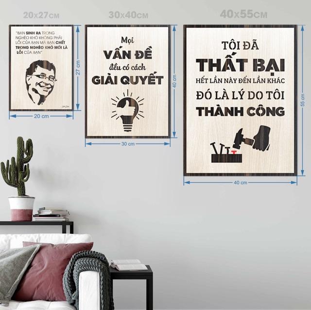 ️️Tranh Slogan Tạo Động Lực TBIG059 Handmade bằng Gỗ "mọi vấn đề đều có cách giải quyết"