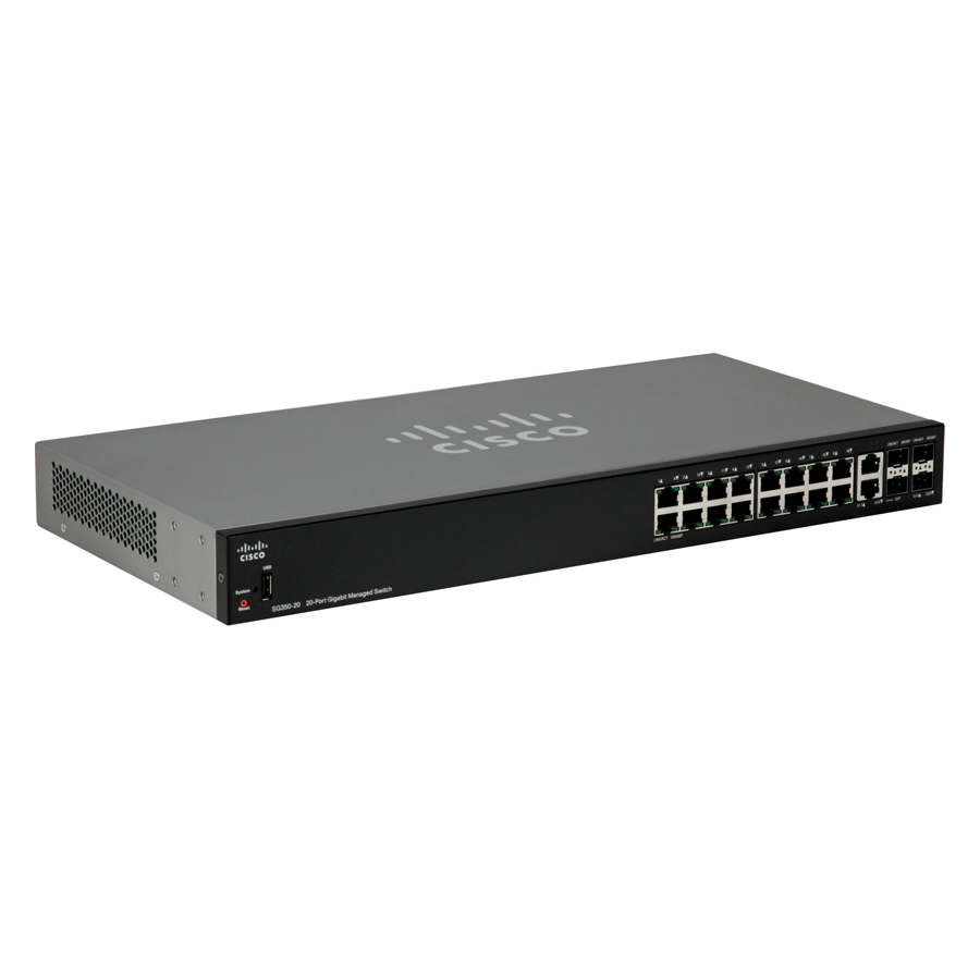 Thiết Bị Chuyển Mạch Cisco SG350-20-K9-EU 20-port Gigabit Managed Switch 20 x 10/100/1000Mbps - Hàng Nhập Khẩu