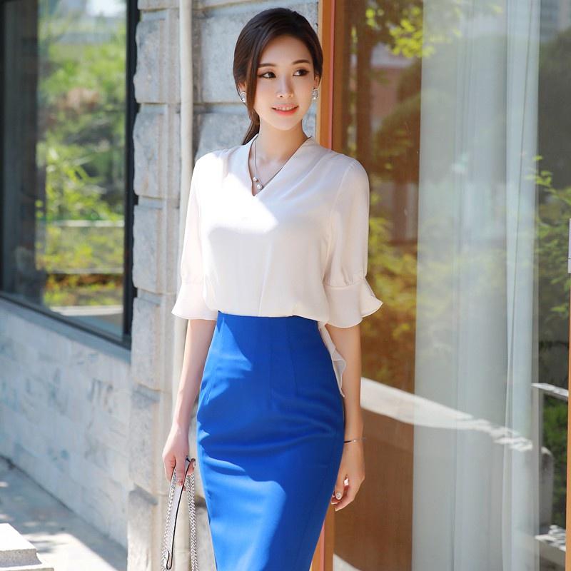 Áo Sơ Mi Cổ V Tay Xòe Nơ Cách Điệu - QA0140