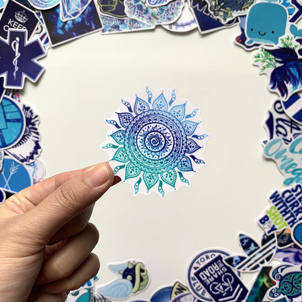 Bộ 50 Sticker Blue Hình Dán Decal Chất Lượng Cao Chống Nước Chủ Đề Màu Xanh Dương